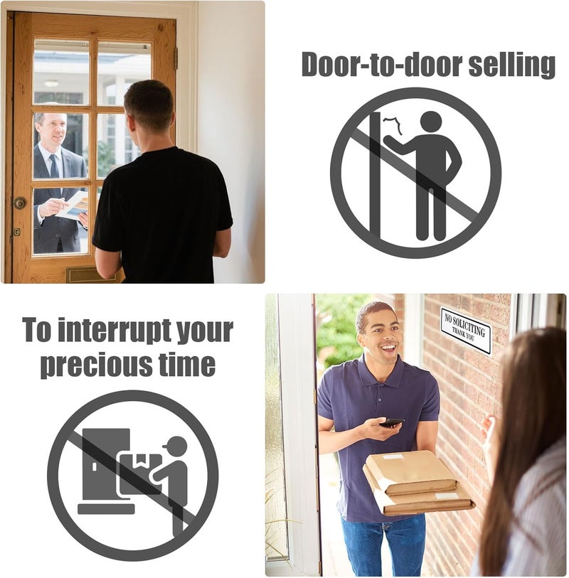 Qofaoye No Soliciting Sign for House That Keeps Solicitors Away, Super strong tape for all surfaces, 8.3 × 2.4 In,2025 version, Perfect for Home Office Front Doors, Windows, Walls, Courtyard - Image 3